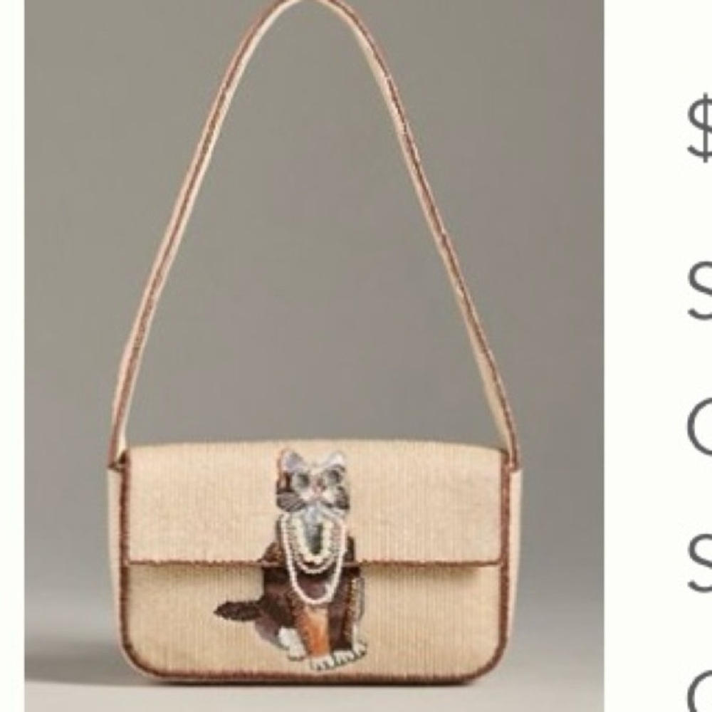 Anthropologie The Fiona beaded Cat  Shoulder Bag